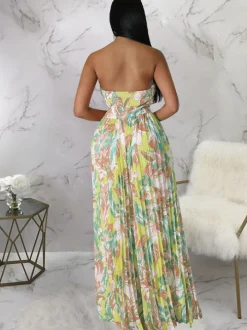 Sleeveless Backless Floral Wide Leg Jumpsuit