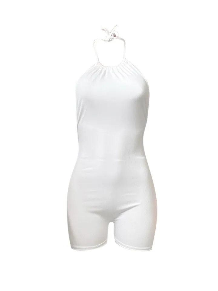 Sleeveless Backless Halter Bodycon Romper