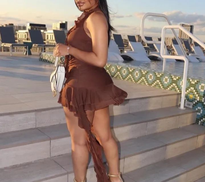 Sleeveless Backless Tassel Ruched Ruffle Mini Dress