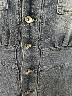 Sleeveless Button Denim Wide Leg Jumpsuit