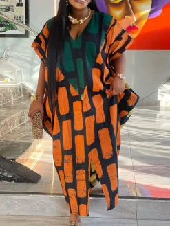 Sleeveless Color Block Split Loose Dress