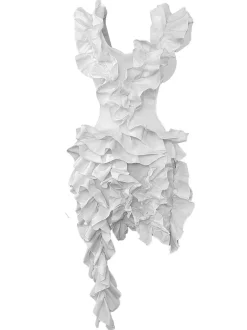 Sleeveless Crimping Backless Asymmetrical Mini Dress