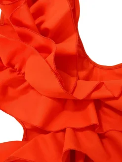 Sleeveless Crimping Backless Asymmetrical Mini Dress