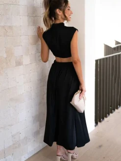 Sleeveless Cut Out Bodycon Maxi Dress