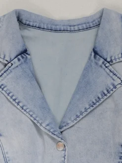 Sleeveless Elastic Waist Denim Romper