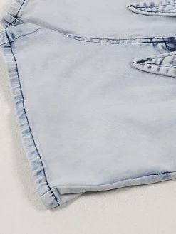 Sleeveless Elastic Waist Denim Romper