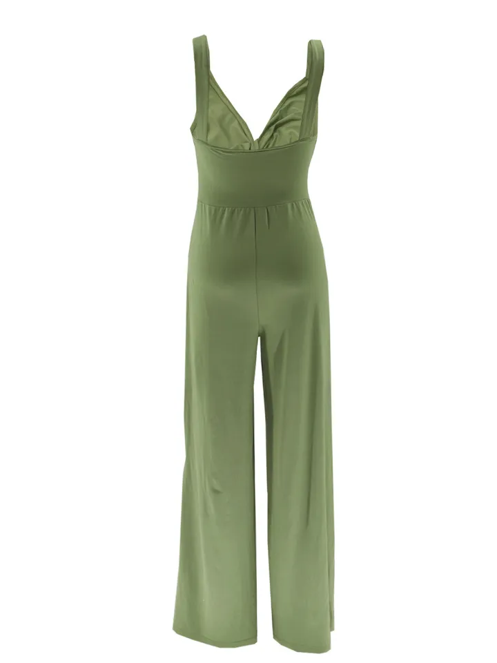 Sleeveless Knotted V-Neck Casual Jumpsuit