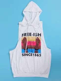 Sleeveless Letter Printed Bodycon Hooded Top