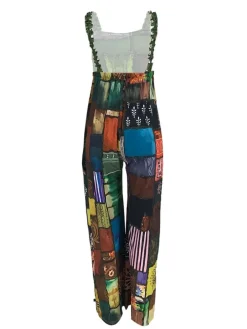 Sleeveless Plaid Print Overalls Jumpsuit