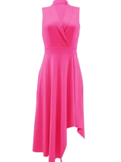 Sleeveless Polo Collar Cinched Waist Swing Dress