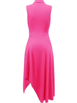 Sleeveless Polo Collar Cinched Waist Swing Dress