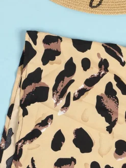 Sleeveless Ruffle Leopard Patchwork Maxi Dress