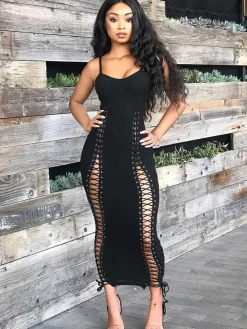 Sleeveless Tie Up Maxi Dress