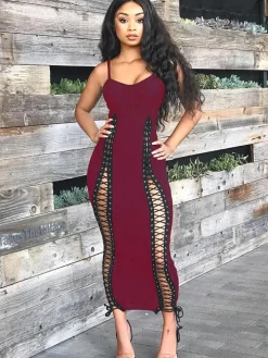 Sleeveless Tie Up Maxi Dress
