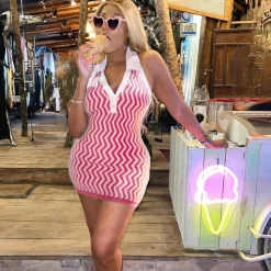 Sleeveless V Neck Mini Dress