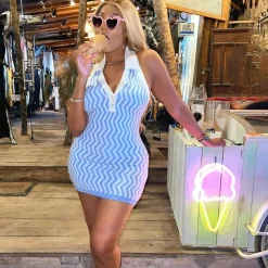 Sleeveless V Neck Mini Dress