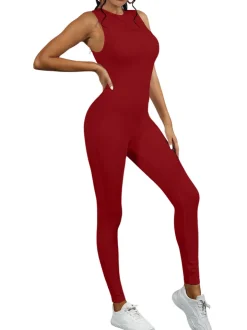 Sleeveless Zipper Jumpsuits