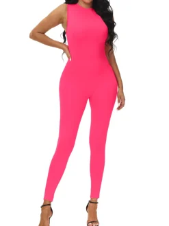 Sleeveless Zipper Jumpsuits