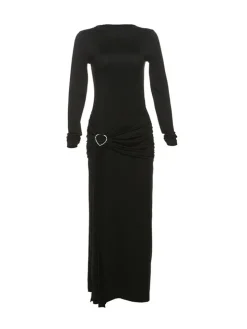 Solid Color Asymmetrical Tie-Waist Maxi Dress