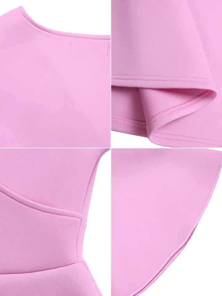 Solid Color Bell Sleeve V-Neck Flared Dress