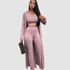 Solid Color Casual Three-Pieces Set