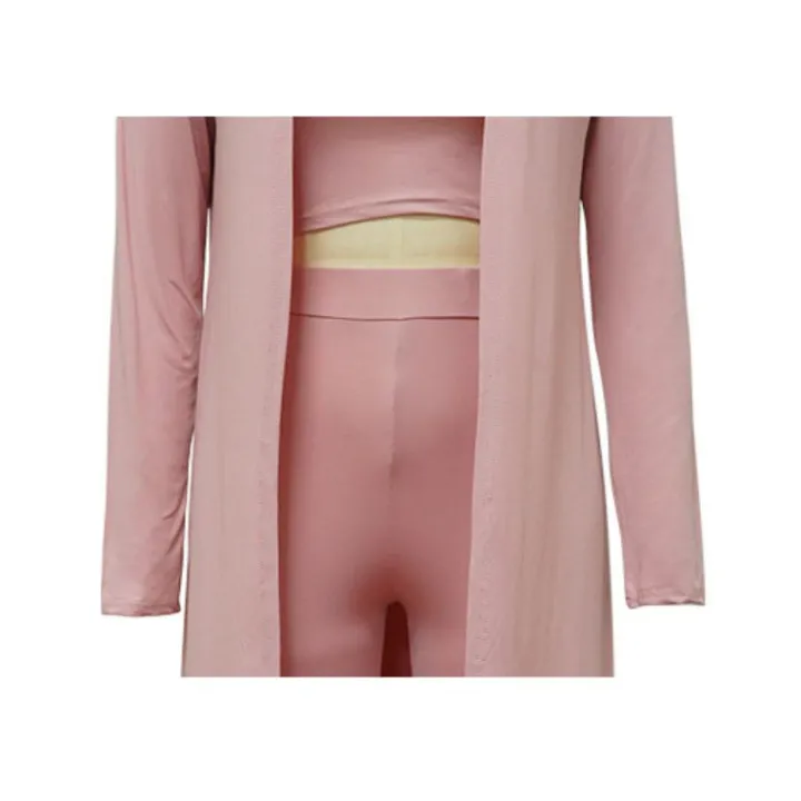 Solid Color Casual Three-Pieces Set