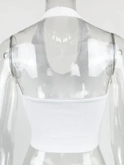 Solid Color Halter Neck Crop Top