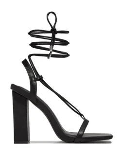 Solid Color Lace-Up Heeled Sandals