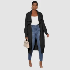 Solid Color Long Knit Cardigan