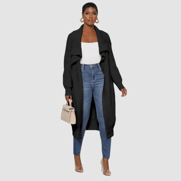 Solid Color Long Knit Cardigan