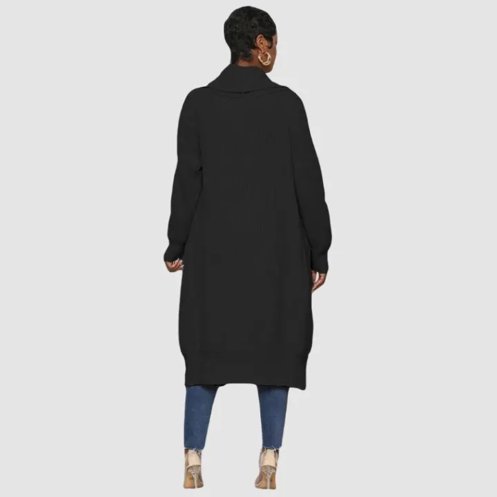 Solid Color Long Knit Cardigan