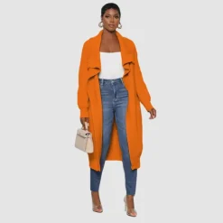 Solid Color Long Knit Cardigan