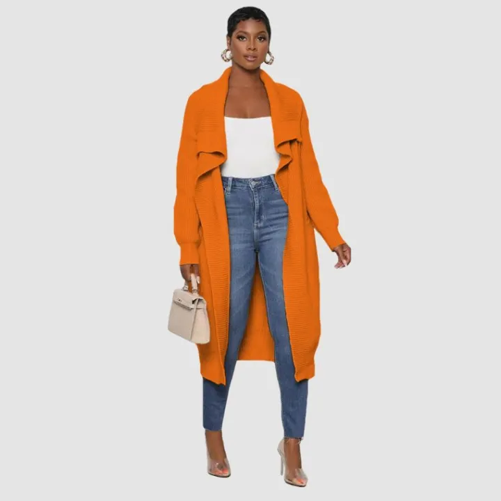 Solid Color Long Knit Cardigan