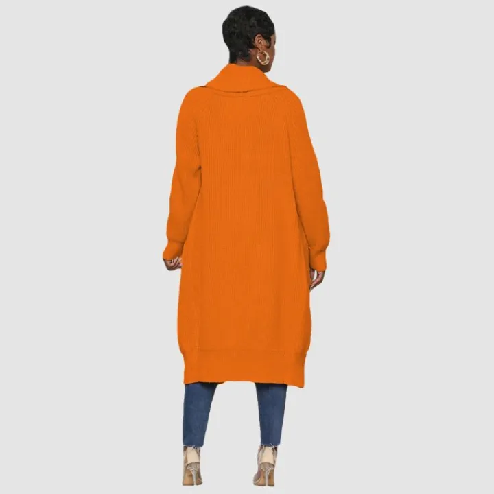 Solid Color Long Knit Cardigan