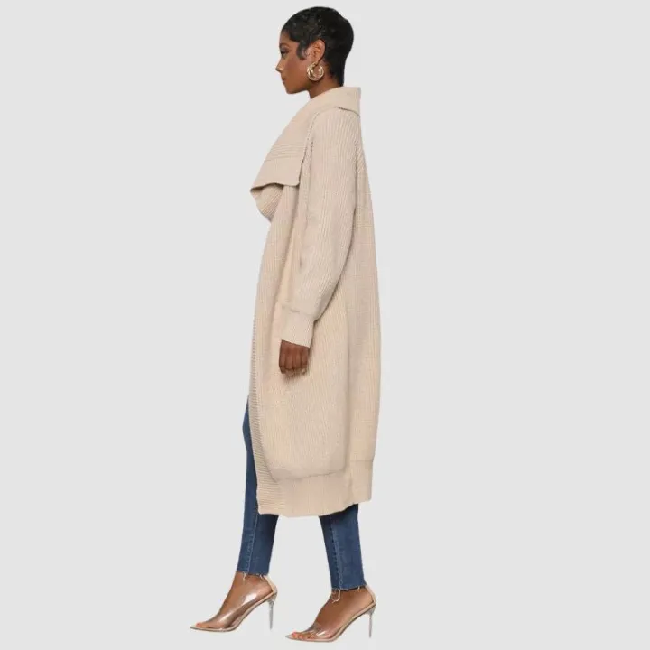 Solid Color Long Knit Cardigan