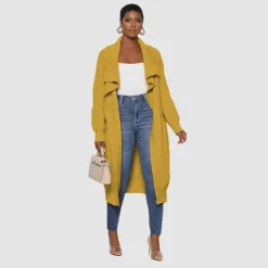 Solid Color Long Knit Cardigan