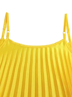 Solid Color Loose Strap Beach Pleated Dress