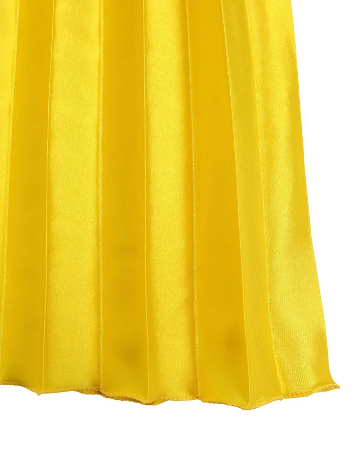 Solid Color Loose Strap Beach Pleated Dress