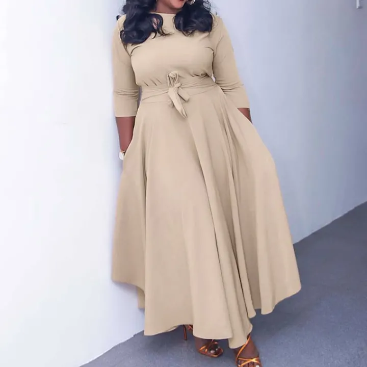 Solid Color Tie-up Dress