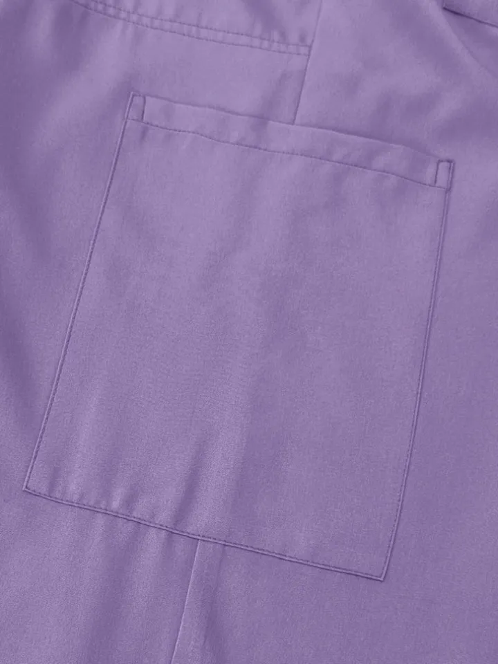 Solid Color Top Straight Leg Pants Set