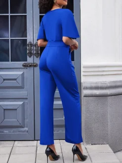 Solid Color Wide Leg Pant Jumpsuit