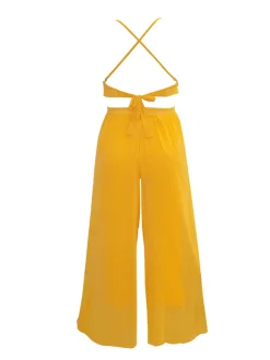 Spaghetti Strap Chiffon Backless Wide Leg Jumpsuit