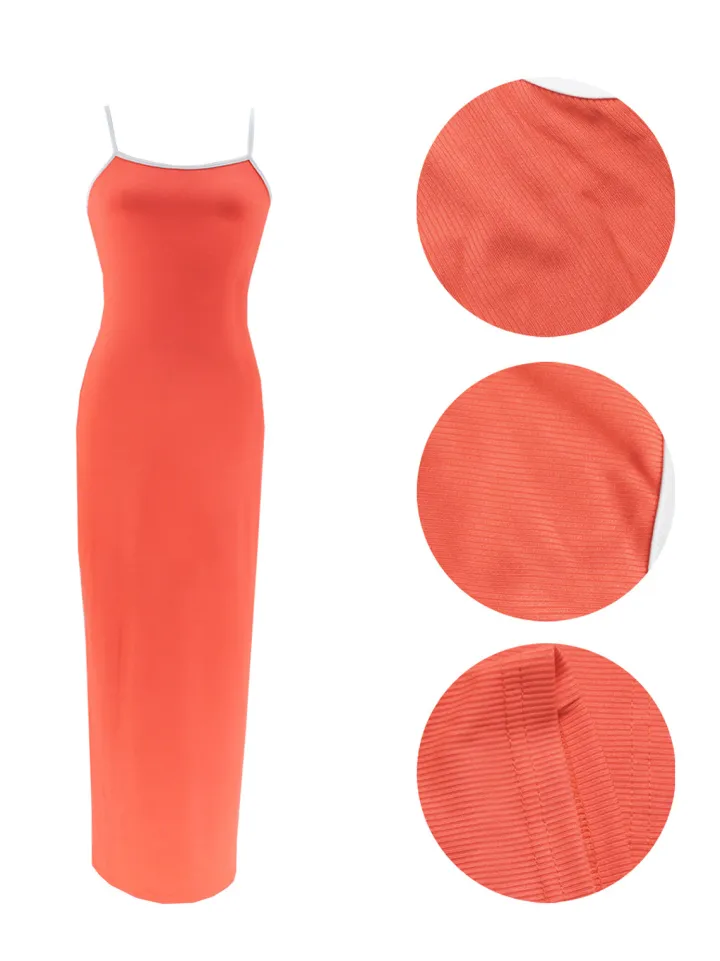 Spaghetti Strap Color Block Maxi Dress