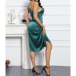 Spaghetti Strap Drawstring Ruched Dress