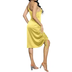 Spaghetti Strap Drawstring Ruched Dress