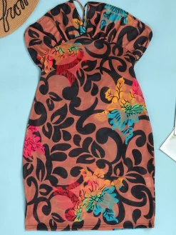 Spaghetti Strap Floral Print Bodycon Mini Dress