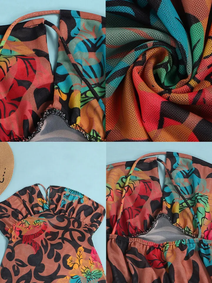 Spaghetti Strap Floral Print Bodycon Mini Dress