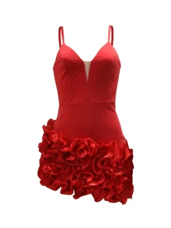 Spaghetti Strap Ruffle Asymmetrical Mini Dress