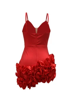 Spaghetti Strap Ruffle Asymmetrical Mini Dress