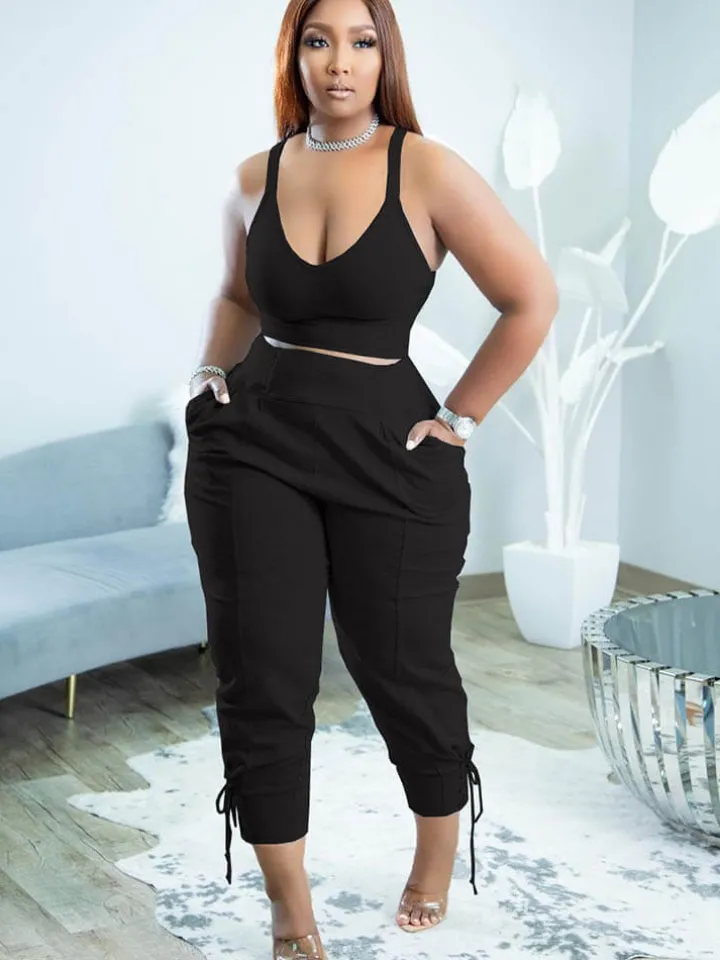 Spaghetti Strap Top and Long Pants Set